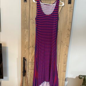 Vineyard Vines Blue and Red Striped High Low Maxi Dress
